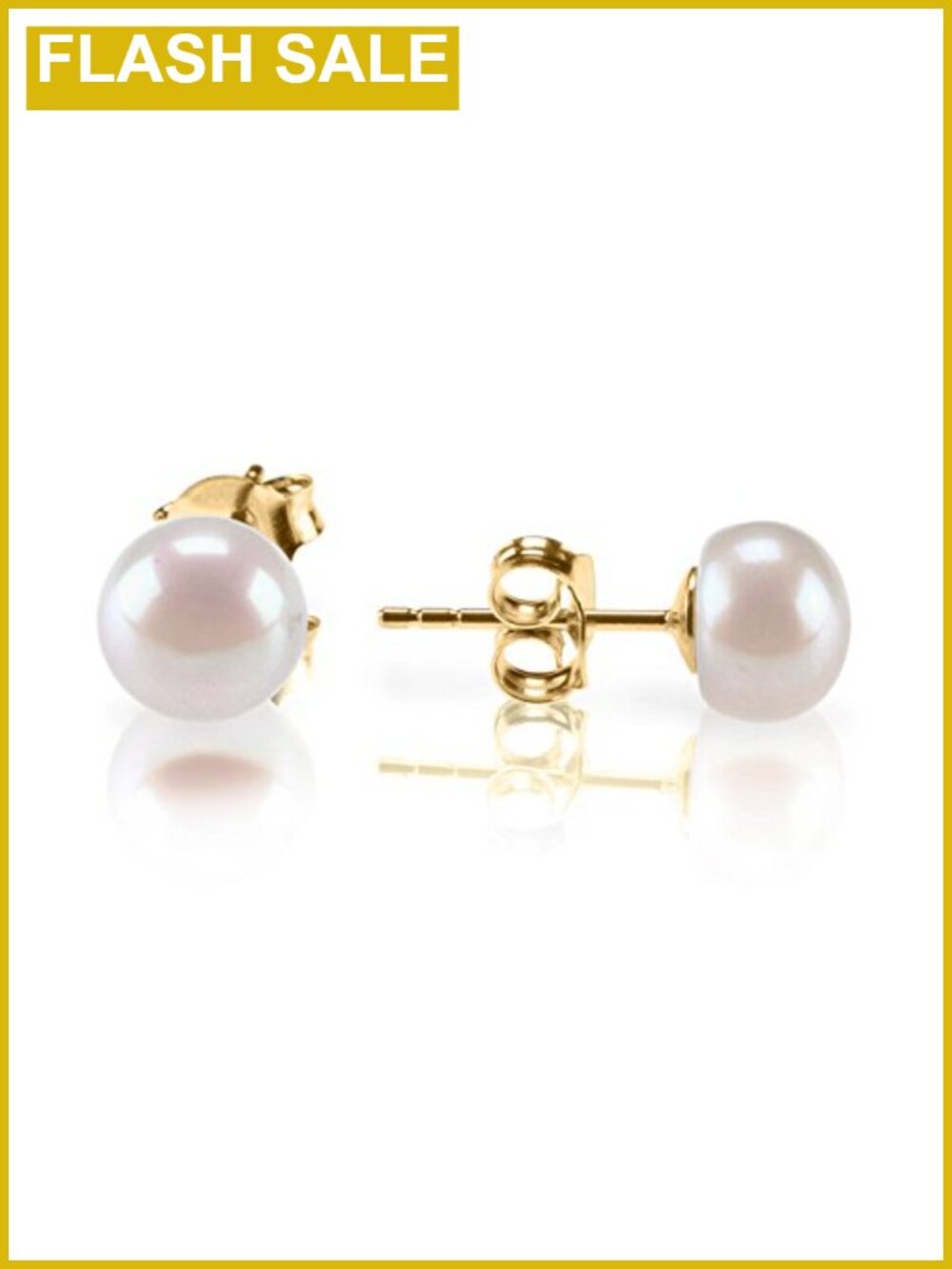 14K Gold Plated Freshwater Pearl Stud Earrings with 925 Sterling Silver Posts